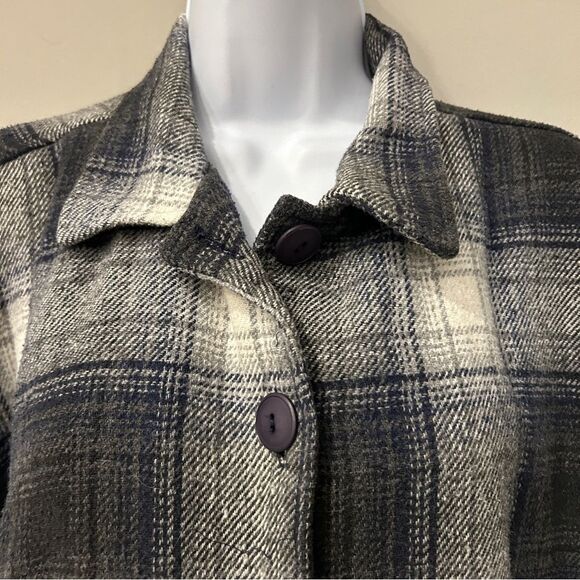 Allison Tracy Women's Loose Black Plaid Button-Down Long Sleeves Tops Medium - Picture 2 of 13